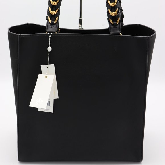 Tory Burch Brooke Black Leather Tote Shoulder Bag - Picture 2 of 7